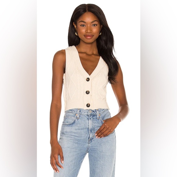 Free People Tops - Free people denson cable knit vest size large